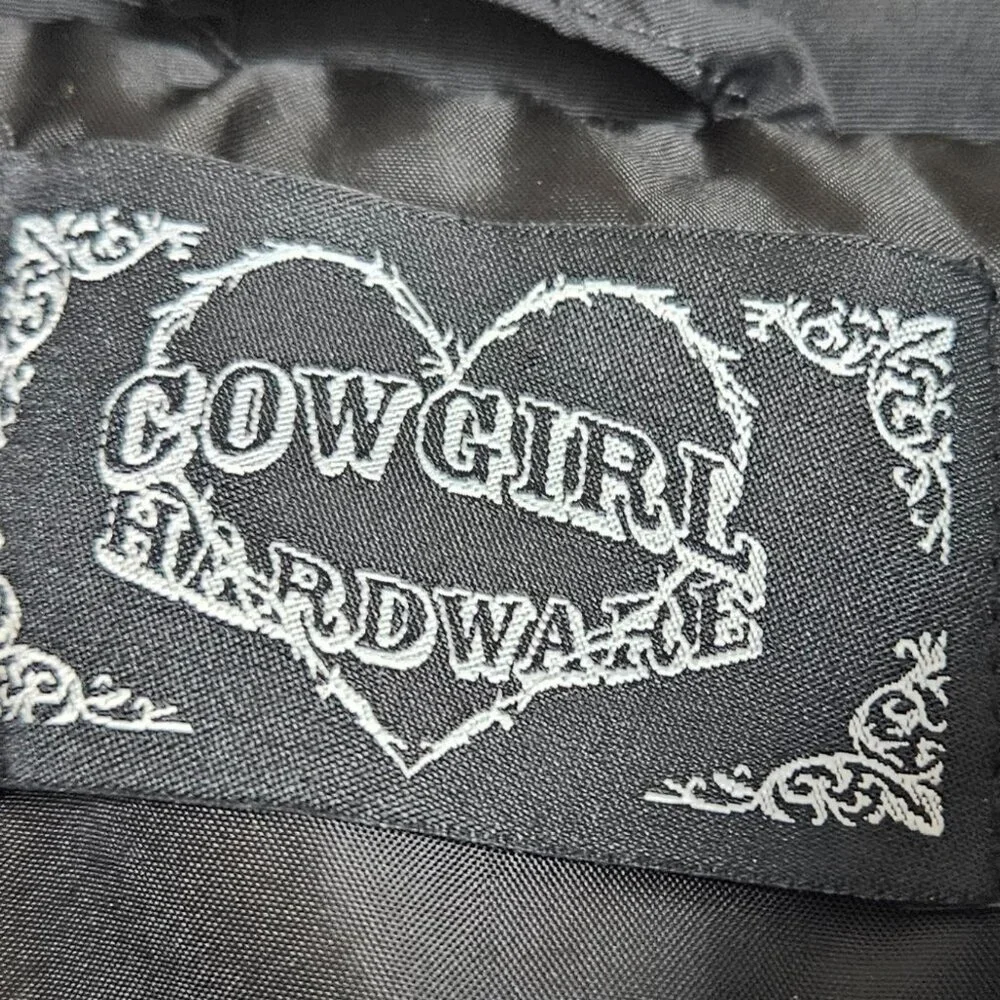 Cowgirl hardware Crystal Embellished black Puffer vest sz M